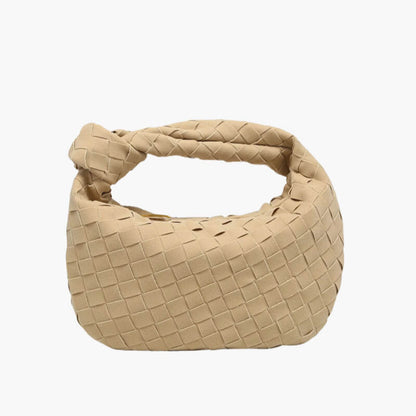 Larvento – Women’s Mini Suede Shoulder Bag with Woven Knot Design