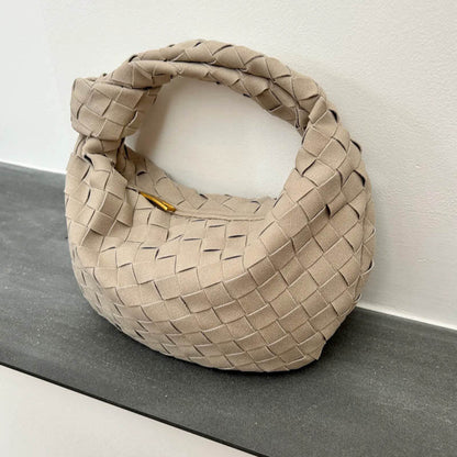 Larvento – Women’s Mini Suede Shoulder Bag with Woven Knot Design