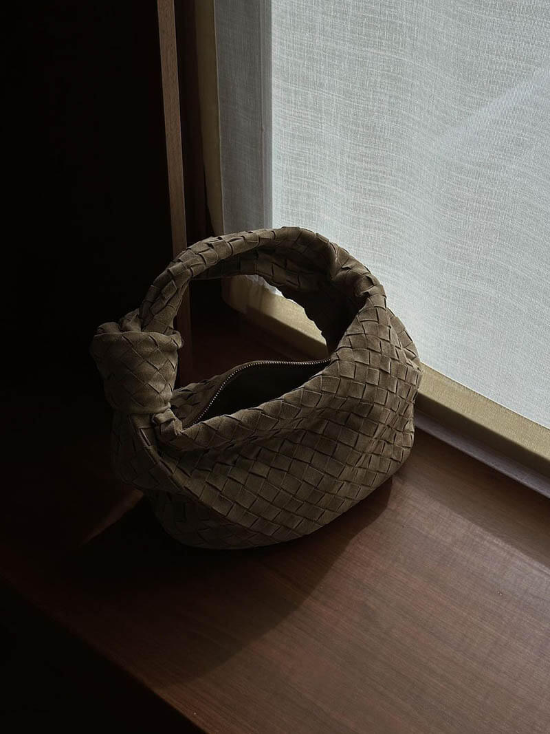 Larvento – Women’s Mini Suede Shoulder Bag with Woven Knot Design