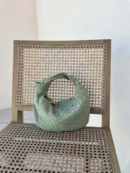 Larvento – Women’s Mini Suede Shoulder Bag with Woven Knot Design