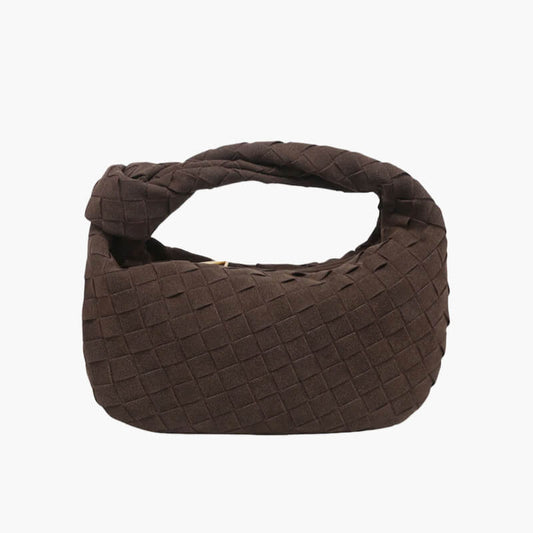 Larvento – Women’s Mini Suede Shoulder Bag with Woven Knot Design