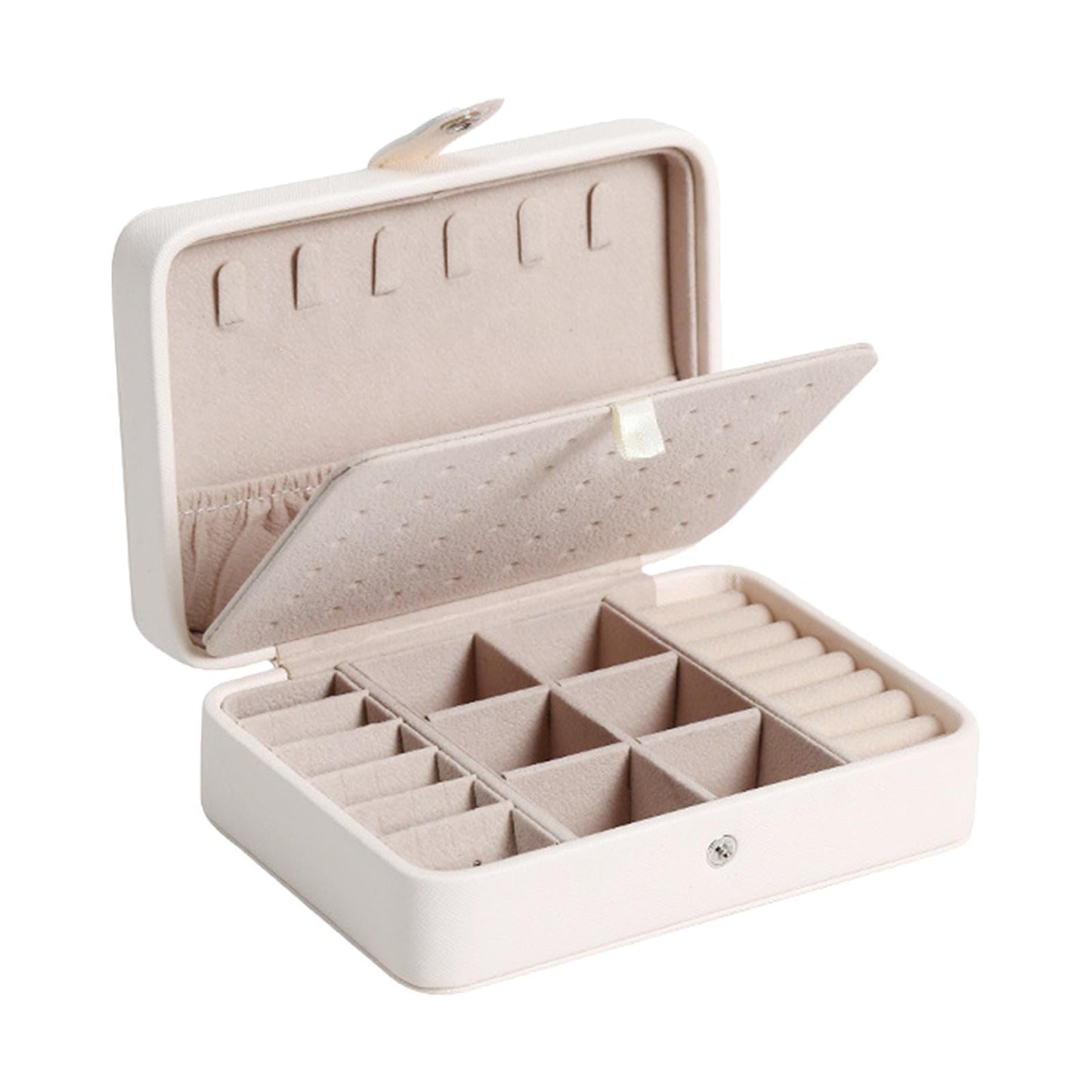 Leather Flip Lid Jewelry Storage Box Ring Earring Organizer