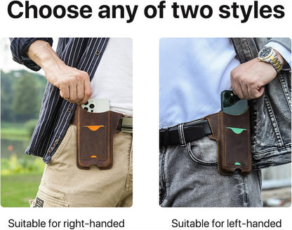 Leather Phone Belt Pouch Card Slot Protective Carry Case