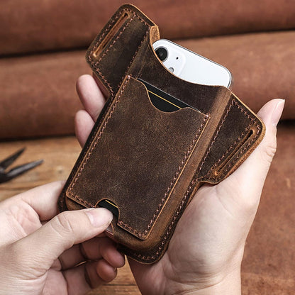 Leather Phone Belt Pouch Card Slot Protective Carry Case