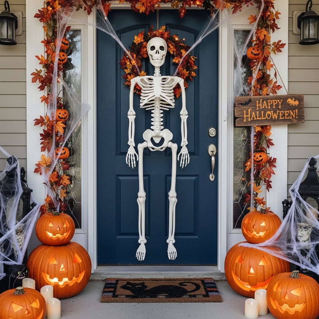 Life Size Skeleton Halloween Decoration Movable Figure Outdoor Party Display