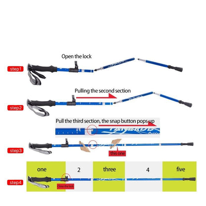 Lightweight Hiking Poles Adjustable Foldable Walking Trekking Support Quick Lock Grip
