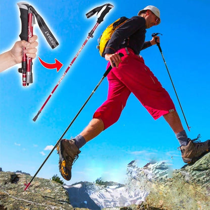 Lightweight Hiking Poles Adjustable Foldable Walking Trekking Support Quick Lock Grip