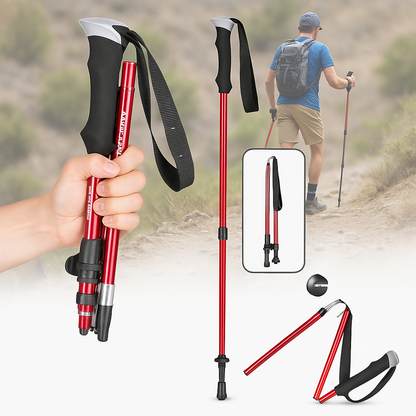Lightweight Hiking Poles Adjustable Foldable Walking Trekking Support Quick Lock Grip
