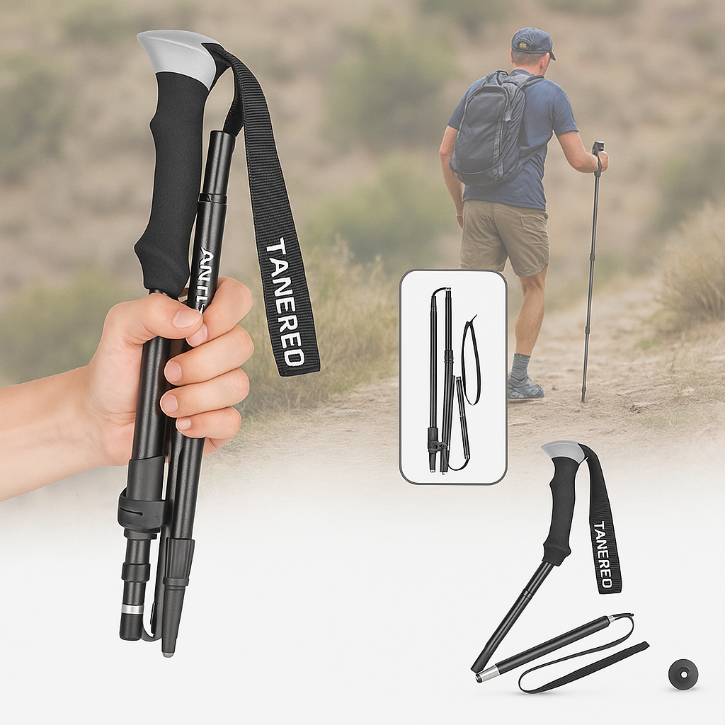 Lightweight Hiking Poles Adjustable Foldable Walking Trekking Support Quick Lock Grip