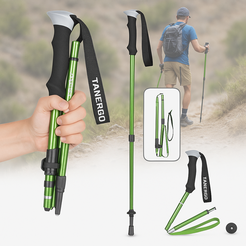 Lightweight Hiking Poles Adjustable Foldable Walking Trekking Support Quick Lock Grip