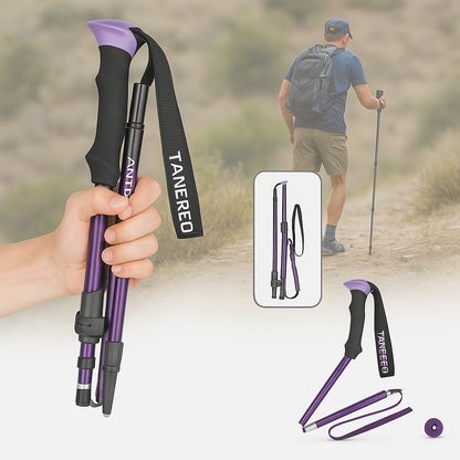 Lightweight Hiking Poles Adjustable Foldable Walking Trekking Support Quick Lock Grip
