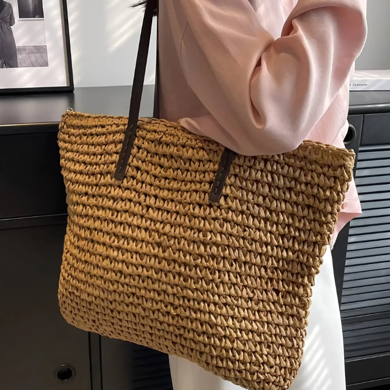 Lightweight Large Capacity Shoulder Tote Bag with Long Handles for Everyday Use
