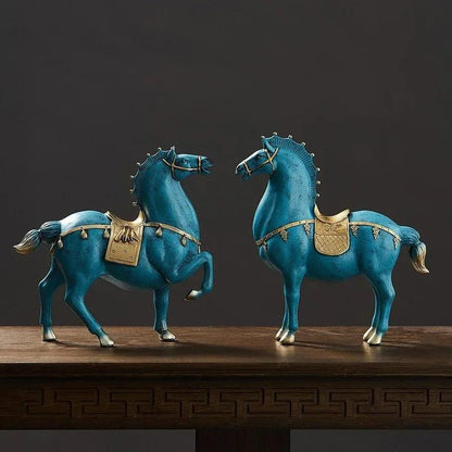Living Room Horse Sculpture Elegant Resin Horse Statue Chinese Style Decor