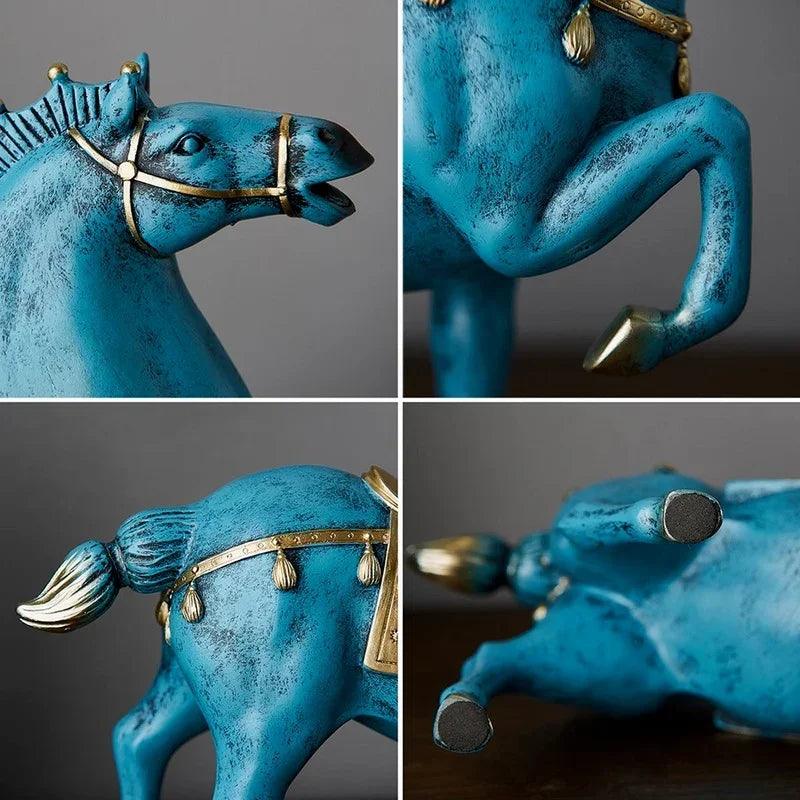 Living Room Horse Sculpture Elegant Resin Horse Statue Chinese Style Decor
