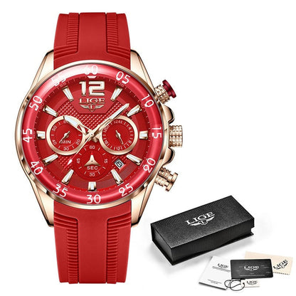 Luxury Chronograph Sports Watch – Men’s Quartz Silicone Strap Wristwatch
