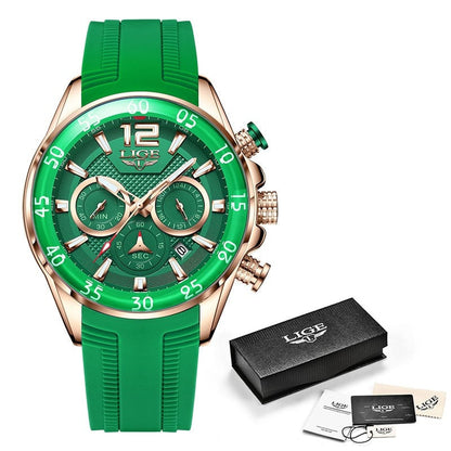 Luxury Chronograph Sports Watch – Men’s Quartz Silicone Strap Wristwatch