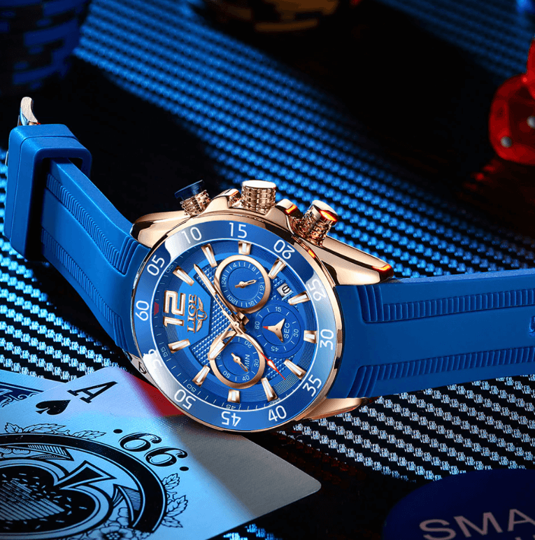 Luxury Chronograph Sports Watch – Men’s Quartz Silicone Strap Wristwatch