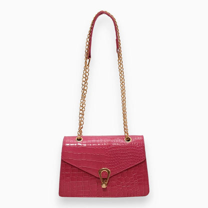 Luxury Crocodile Pattern Crossbody Shoulder Bag Buckle Lock Handbag Adjustable Strap Elegant Purse