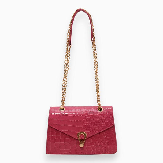 Luxury Crocodile Pattern Crossbody Shoulder Bag Buckle Lock Handbag Adjustable Strap Elegant Purse