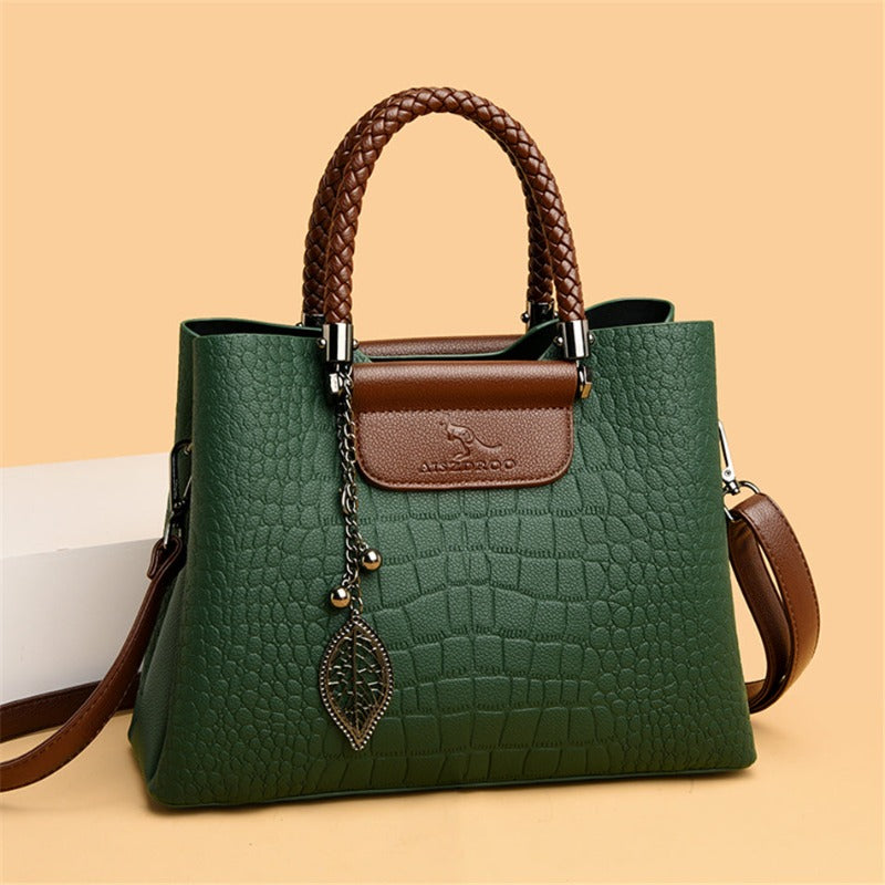 Luxury Leather Handbag Crocodile Embossed Women's Shoulder Bag Elegant Tote