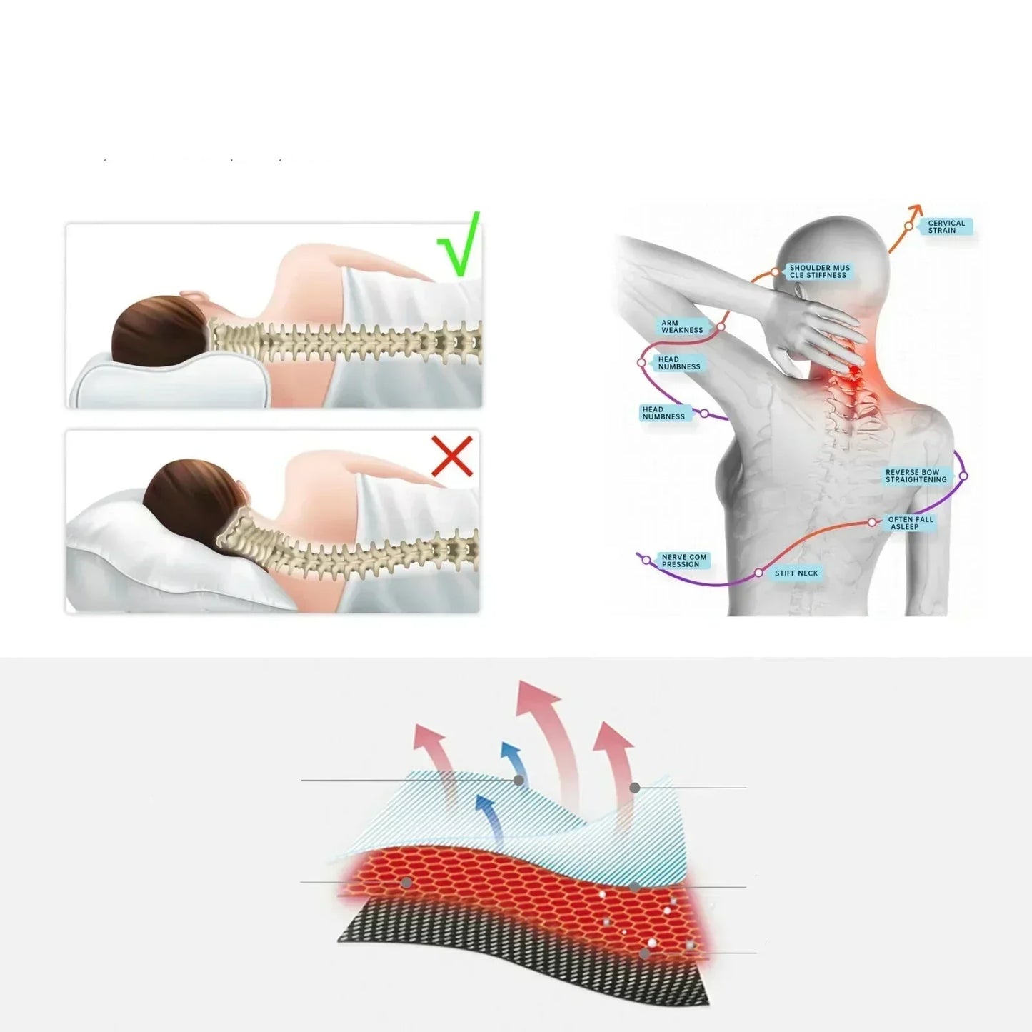 Luxury Memory Foam Pillow with Bluetooth Speaker and Heating Function