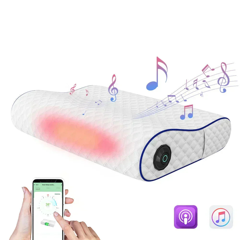 Luxury Memory Foam Pillow with Bluetooth Speaker and Heating Function