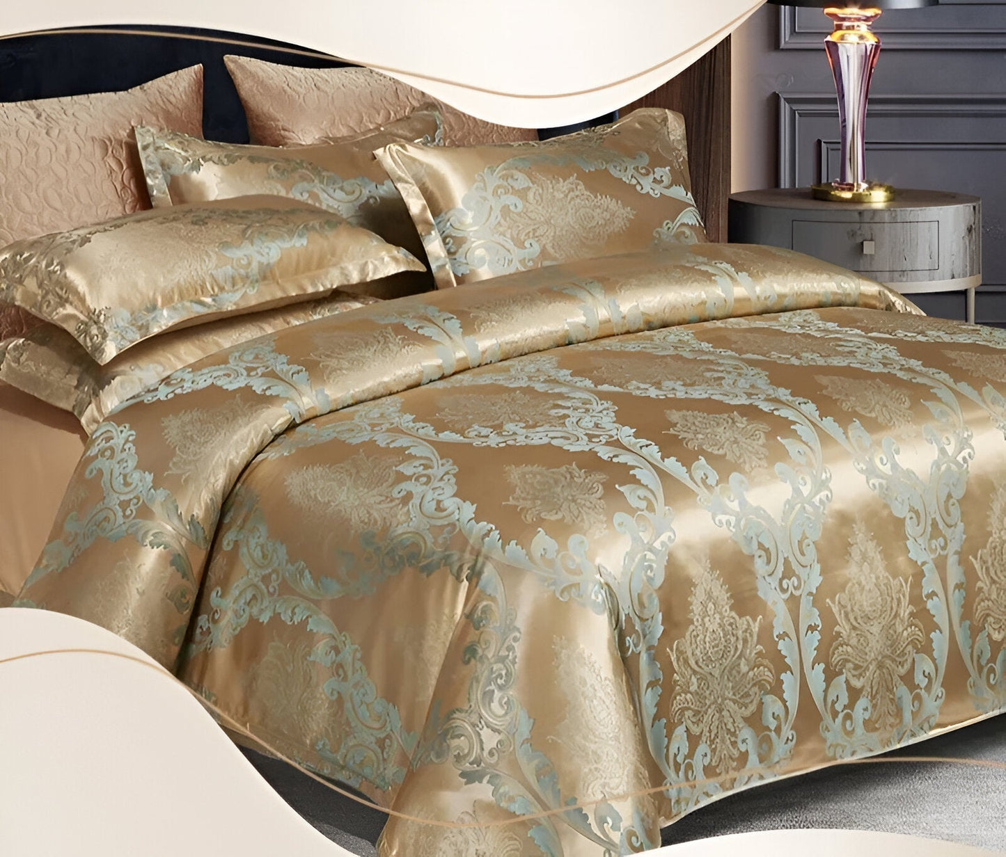 Luxury Satin Jacquard Bedding Set European Style