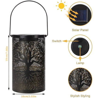 Luxury Solar Outdoor Lantern Metal Art Decorative Garden Light