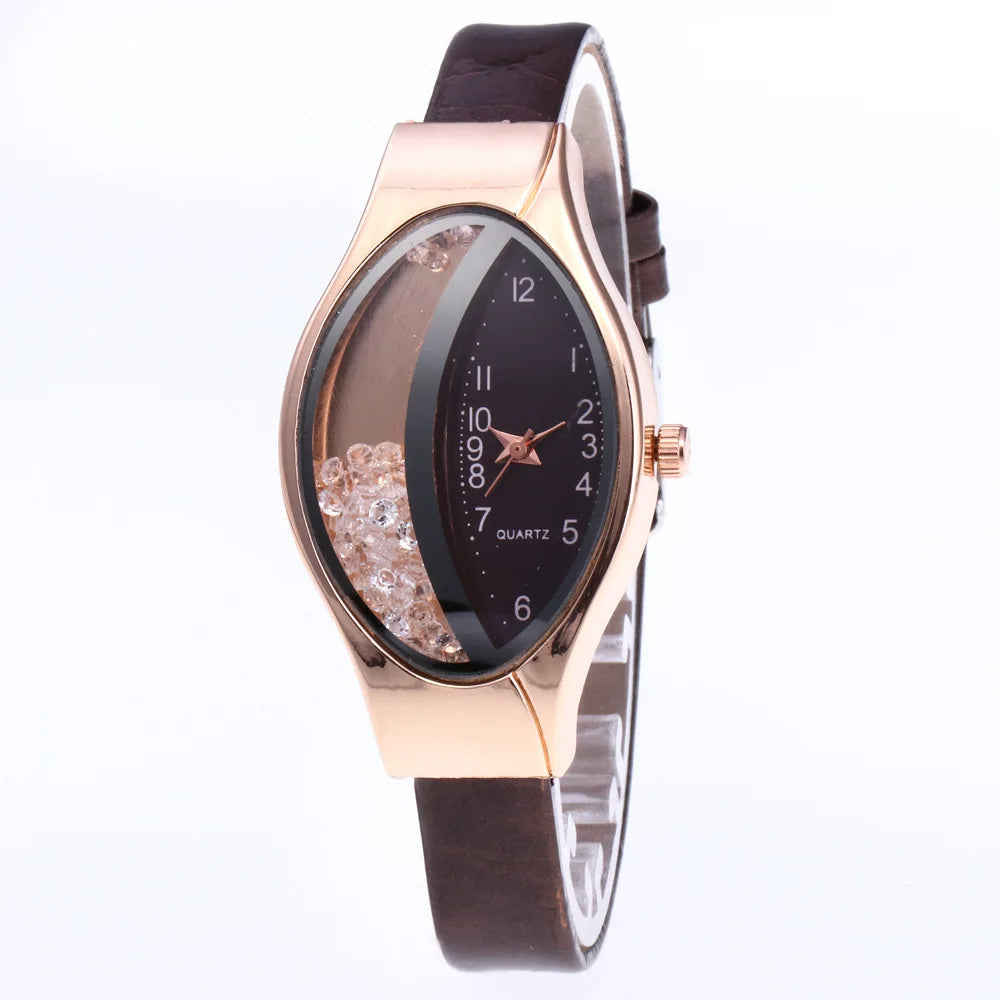 Luxury Women's Watch Unique Dial Design Adjustable Strap Hardlex Glass Elegant Wristwatch