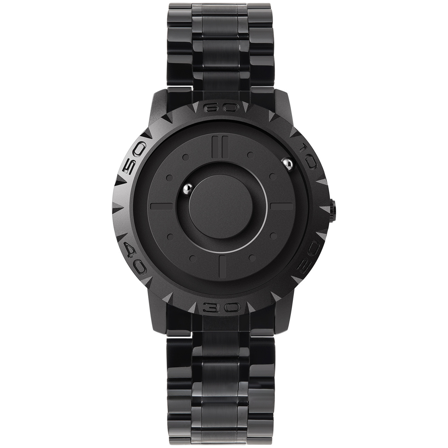 Magnetic Ball Display Wrist Watch Stainless Steel Quartz Timepiece