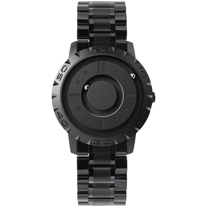 Magnetic Ball Display Wrist Watch Stainless Steel Quartz Timepiece