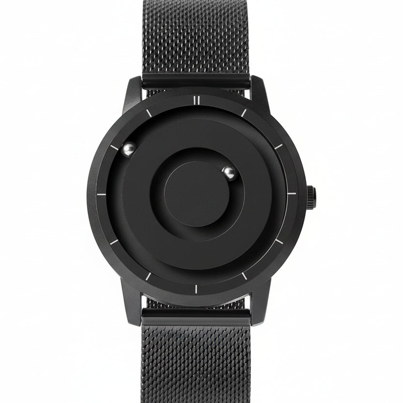 Magnetic Ball Display Wrist Watch Stainless Steel Quartz Timepiece
