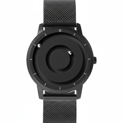 Magnetic Ball Display Wrist Watch Stainless Steel Quartz Timepiece