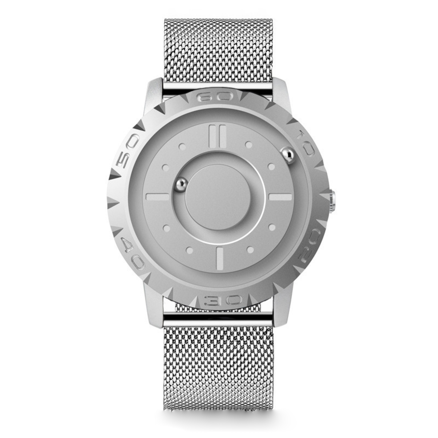 Magnetic Ball Display Wrist Watch Stainless Steel Quartz Timepiece