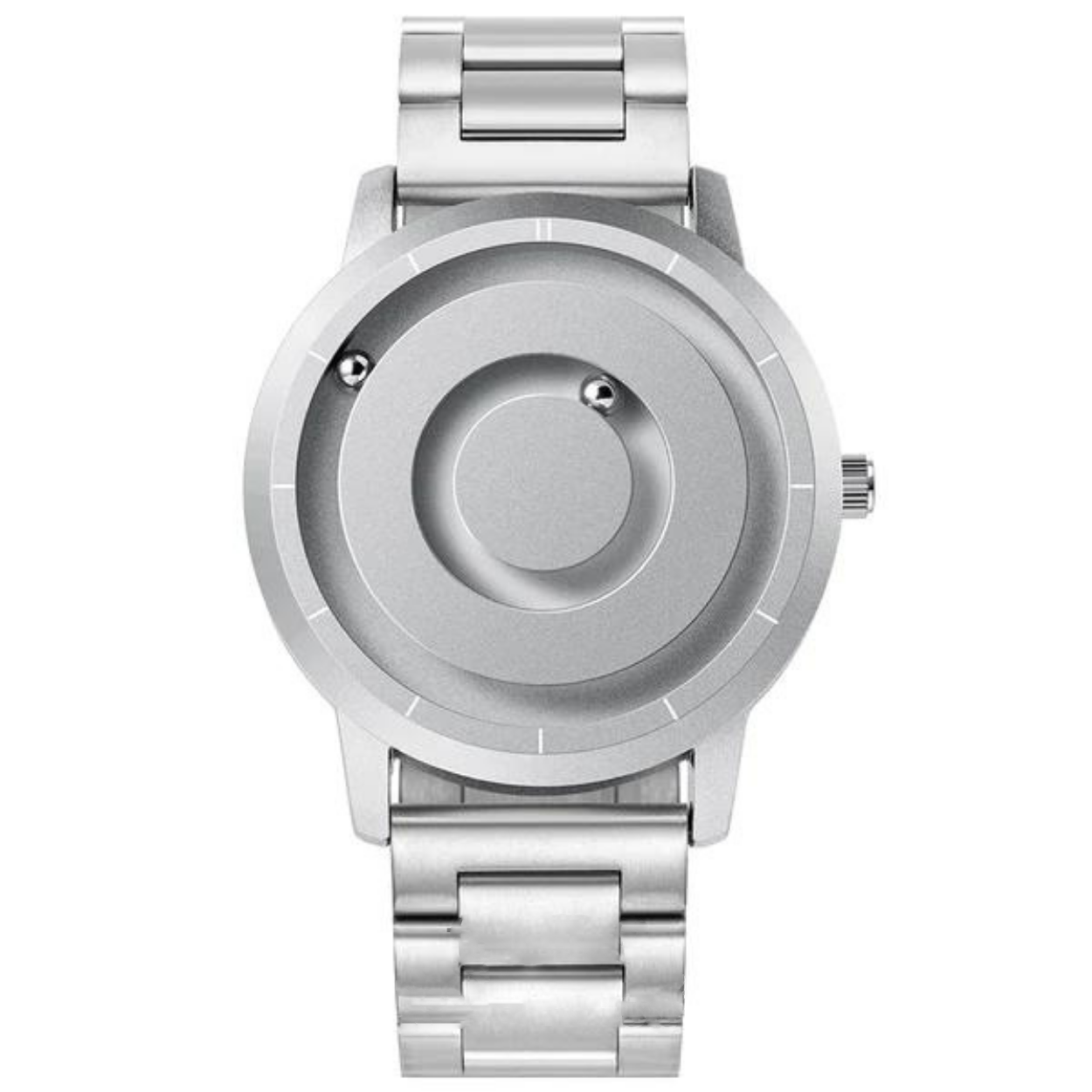 Magnetic Ball Display Wrist Watch Stainless Steel Quartz Timepiece