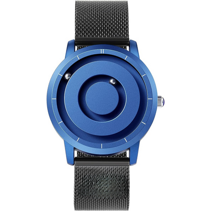 Magnetic Ball Display Wrist Watch Stainless Steel Quartz Timepiece