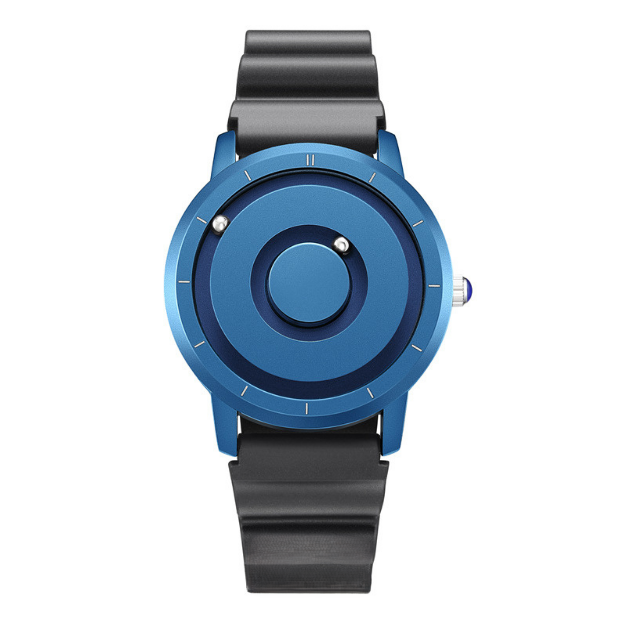 Magnetic Ball Display Wrist Watch Stainless Steel Quartz Timepiece