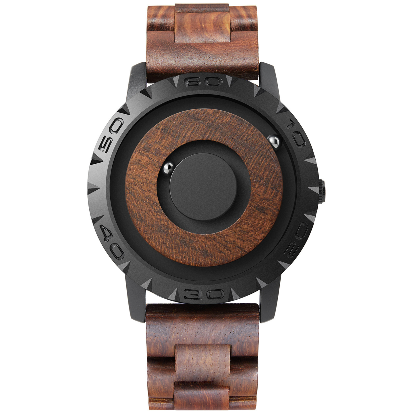Magnetic Ball Display Wrist Watch Stainless Steel Quartz Timepiece