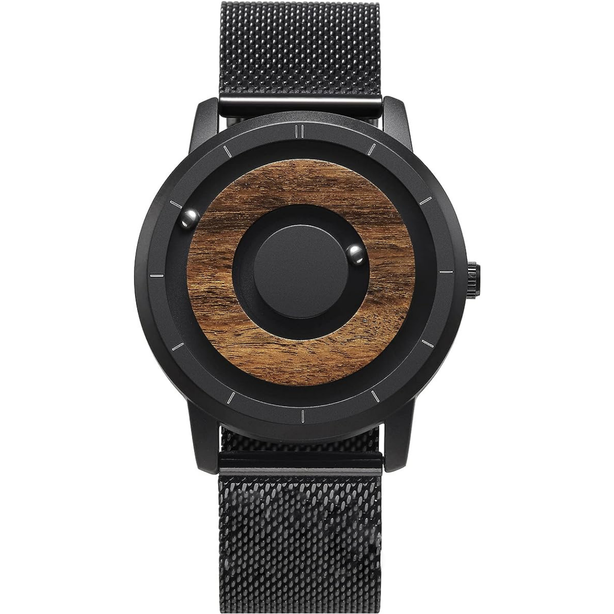 Magnetic Ball Display Wrist Watch Stainless Steel Quartz Timepiece