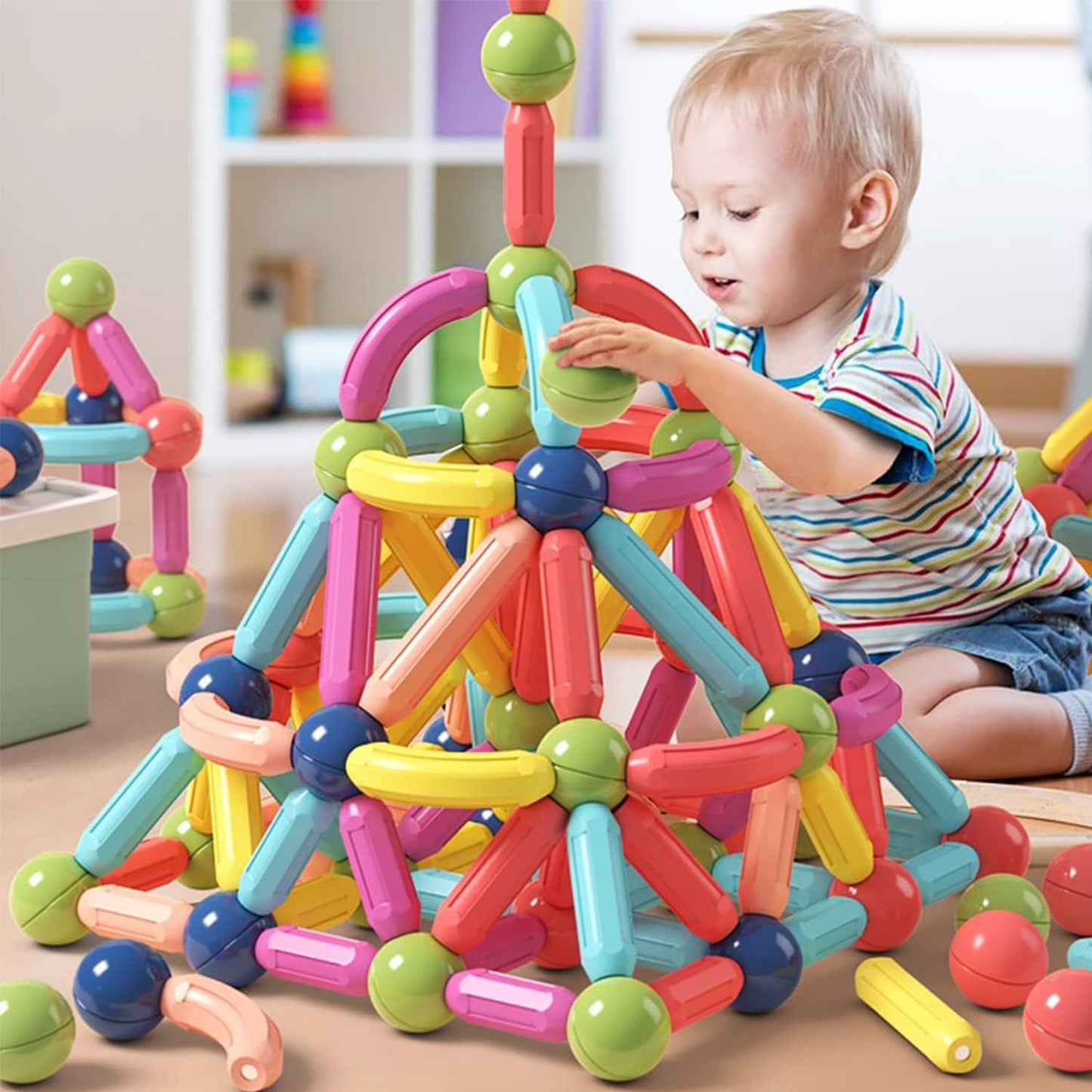 Magnetic Building Blocks Set 3D STEM Construction Tiles Educational Toy