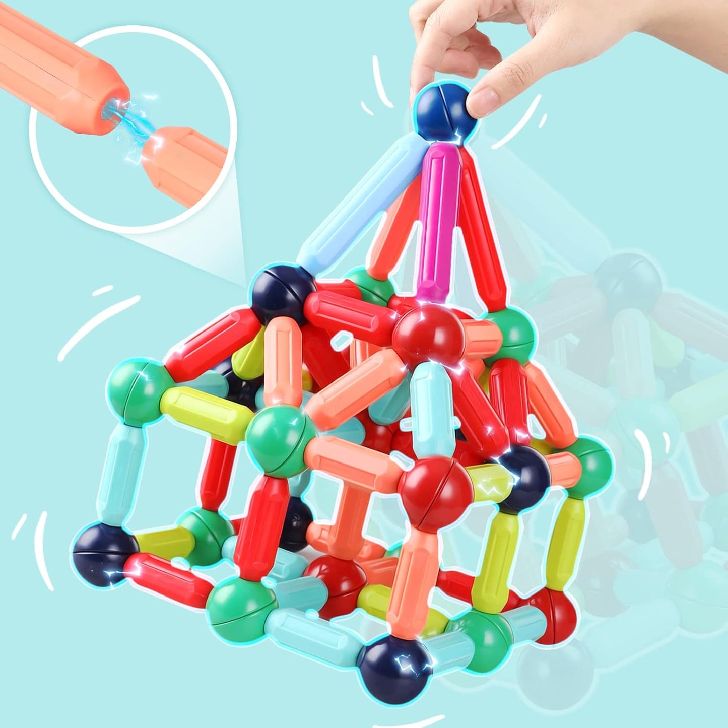 Magnetic Building Blocks Set 3D STEM Construction Tiles Educational Toy