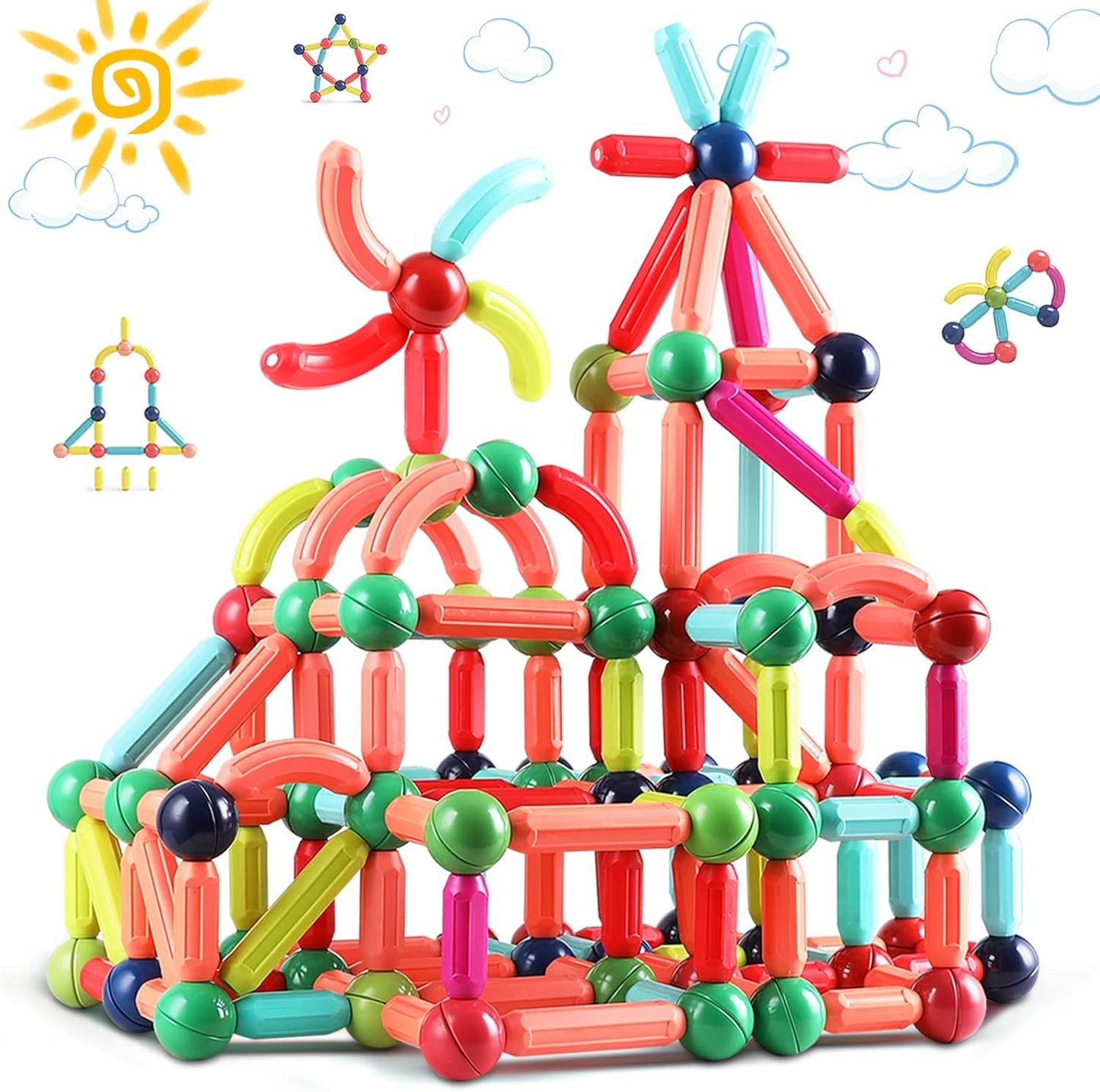 Magnetic Building Blocks Set 3D STEM Construction Tiles Educational Toy