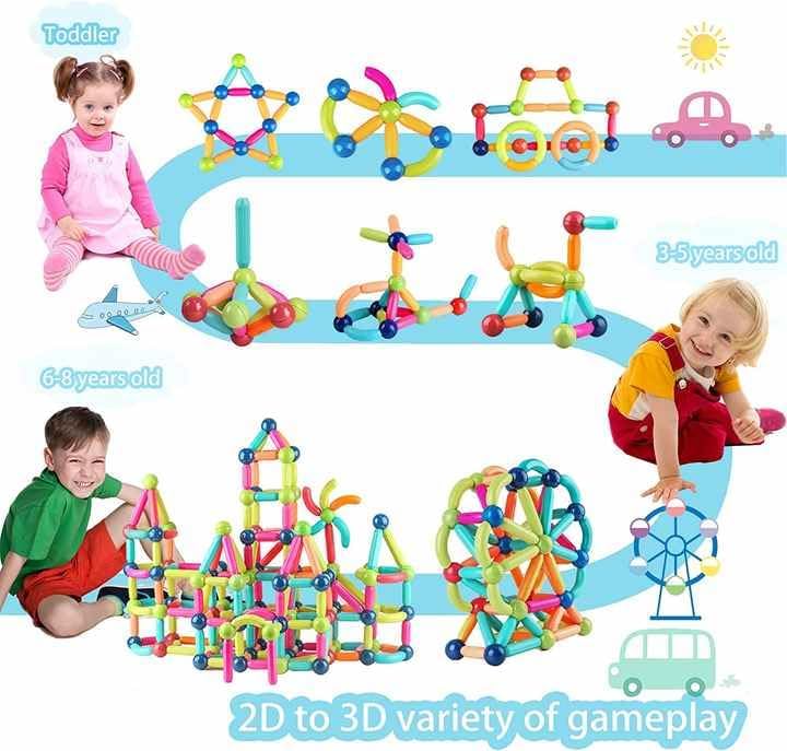 Magnetic Building Sticks Toy for Kids Creative STEM Construction Set for Learning and Skill Development