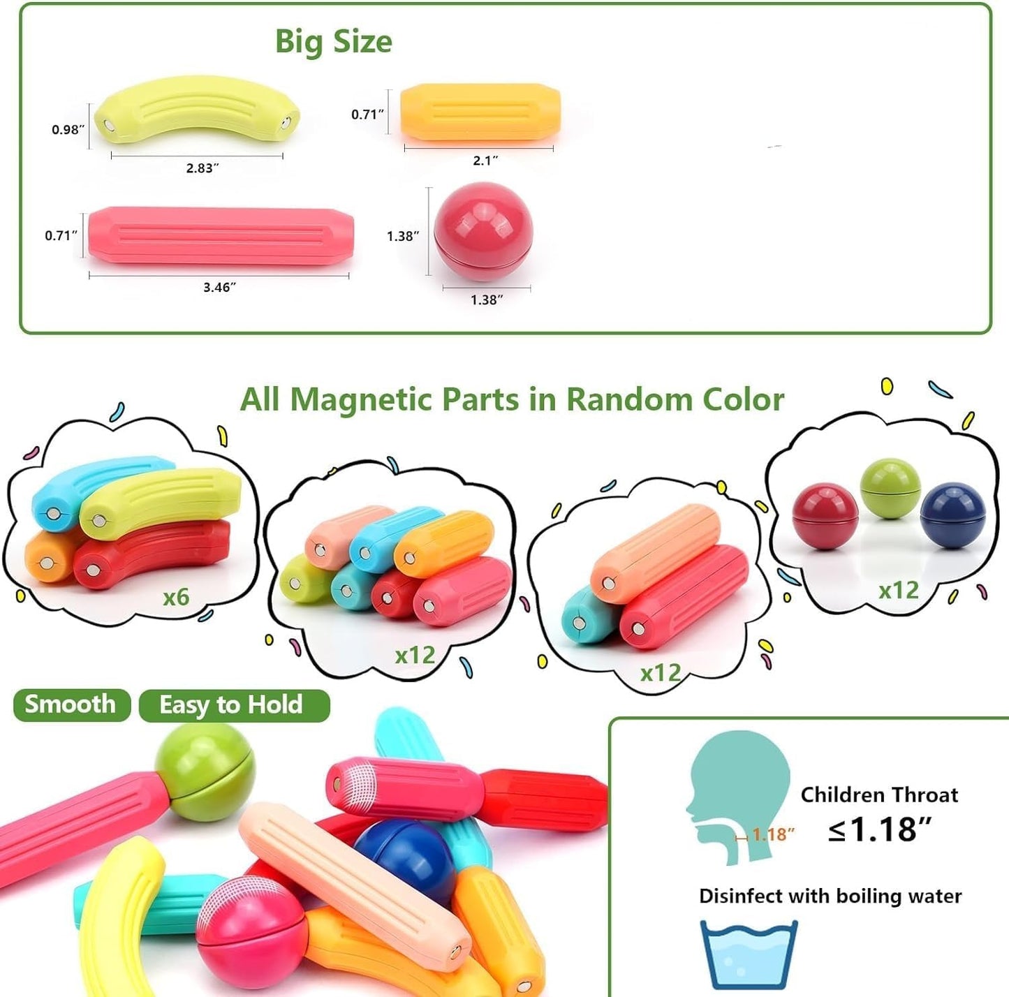 Magnetic Building Sticks Toy for Kids Creative STEM Construction Set for Learning and Skill Development