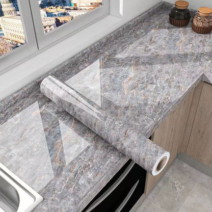 Marble Effect Oil-Resistant Self-Adhesive Kitchen Film