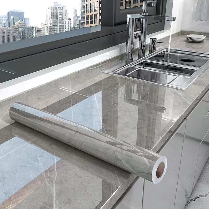 Marble Effect Oil-Resistant Self-Adhesive Kitchen Film