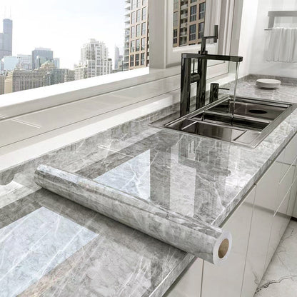 Marble Effect Oil-Resistant Self-Adhesive Kitchen Film