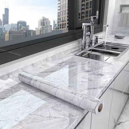 Marble Effect Oil-Resistant Self-Adhesive Kitchen Film