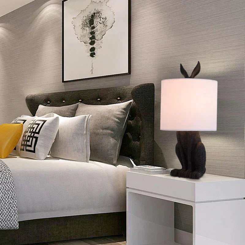 Masked Rabbit Table Lamp Elegant Resin Animal Lamp Ambient Lighting Decor