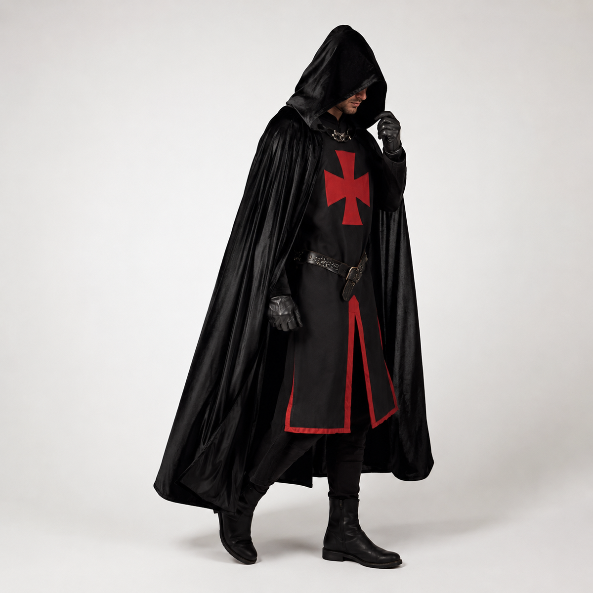 Medieval Knight Halloween Costume Tunic Cloak Cosplay Outfit